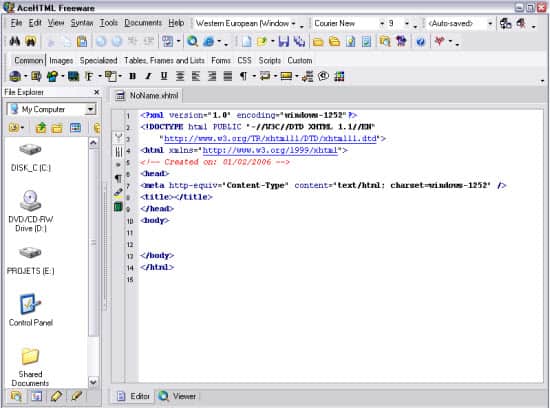 AceHTML, a Free HTML Editor