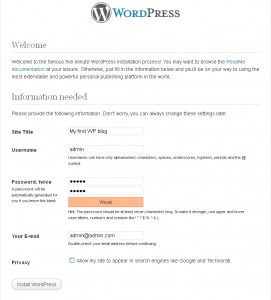 Wordpress Installation Final Step