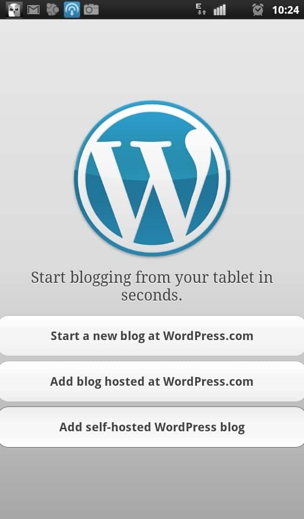 WordPress Android App Main Screen