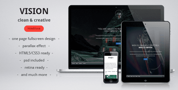 VISION clean, creative, parallax one page template