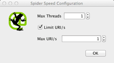 Screaming Frog speed configuration dialog window