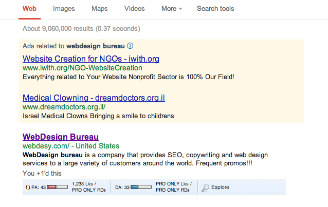 Webdesign Bureau Number One on Google