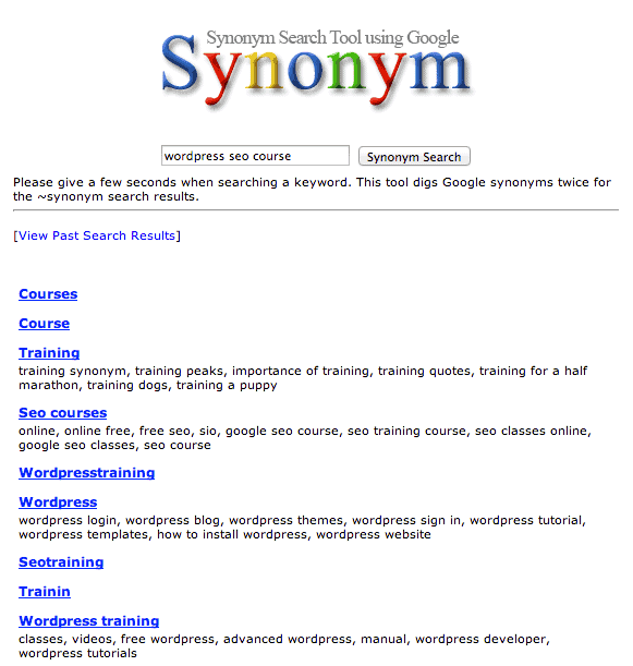 Synonyms suggestions