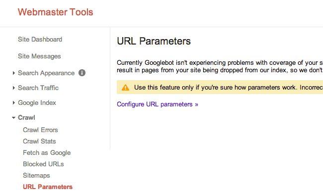 URL parameters in Google Webmaster Tools