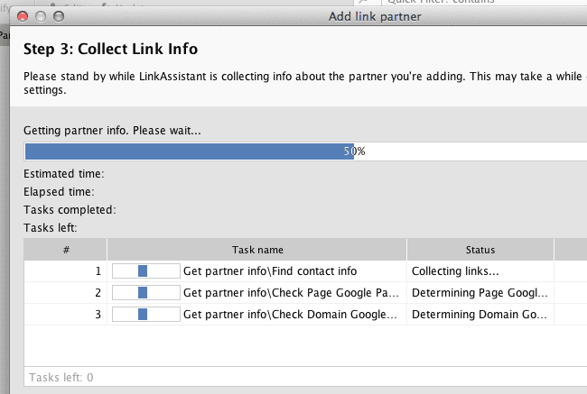 Collecting link info in LinkAssistant