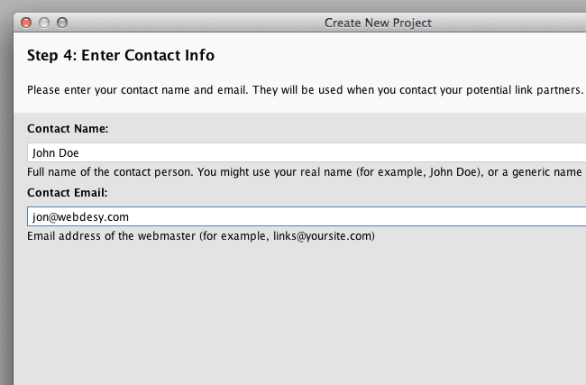 enter contact info