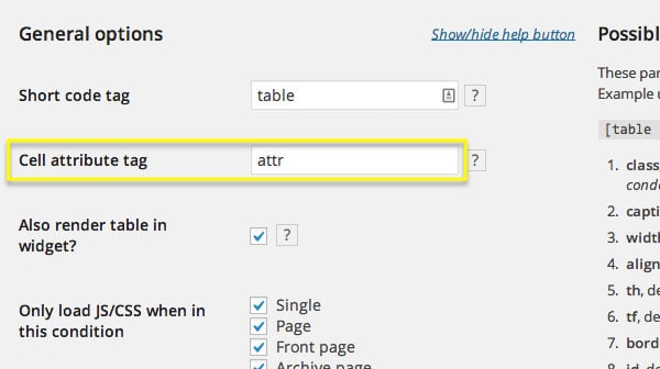 The attr tag in Easy Table