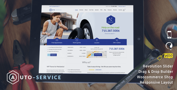 Auto Car Repair Mechanic Shop Responsive Theme