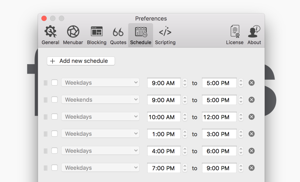 Focus schedule mode