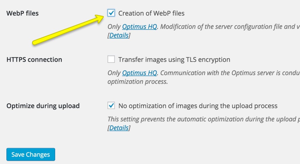 webp files optimus