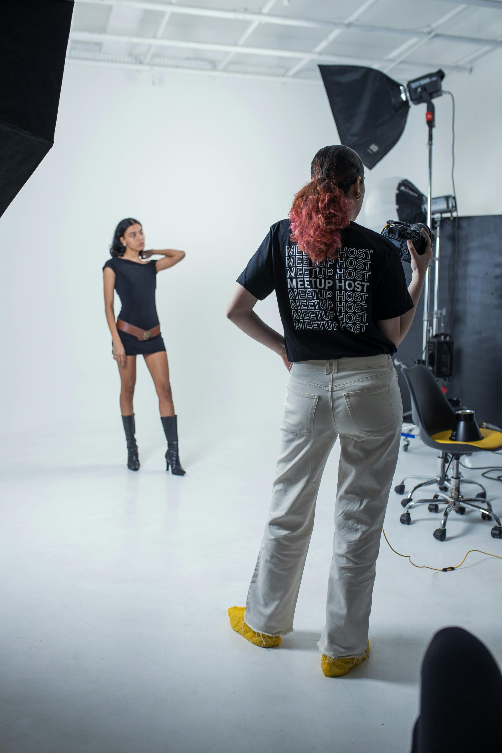 Professional commercial photo shoot in a modern studio
