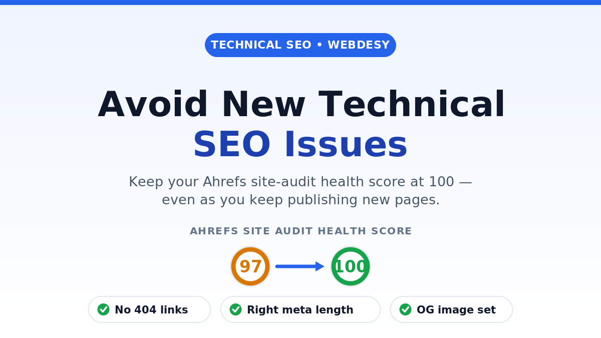 Avoid new technical SEO issues — keep your Ahrefs site audit health score at 100
